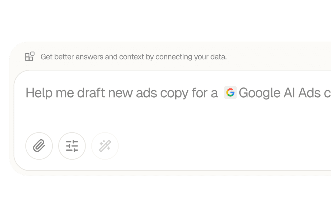 AI ad copy creation interface generating native AI Overview-style sponsored content