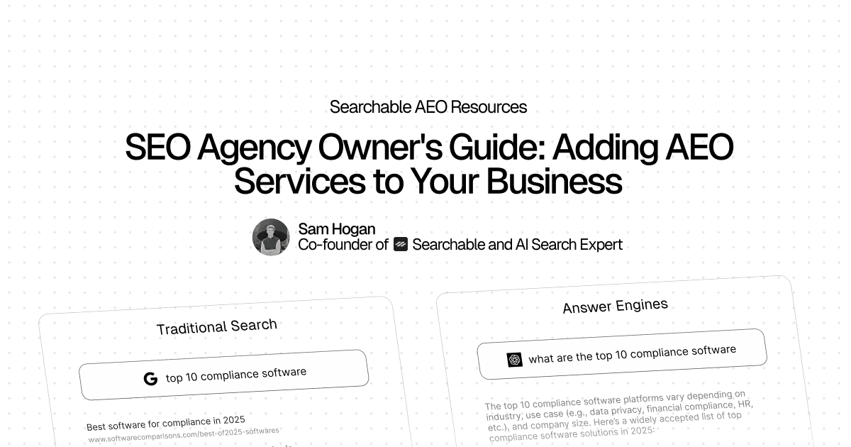 SEO Agency Owner's Guide: Adding AEO Services to Your Business hero image