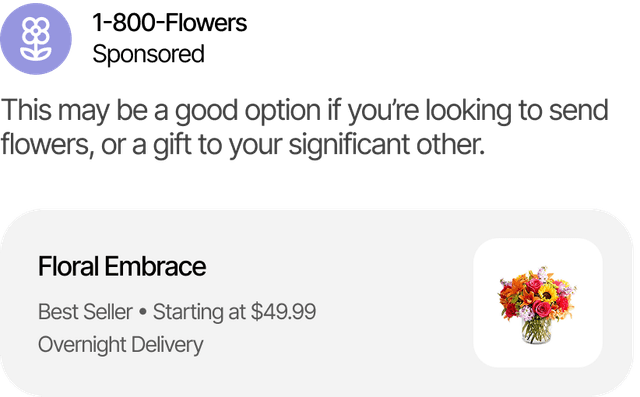 Example of a sponsored AI ad placement