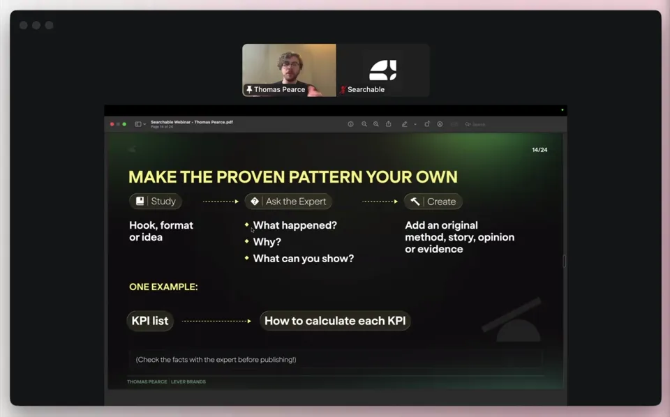 Thomas Pearce teaching how to adapt a proven content pattern.