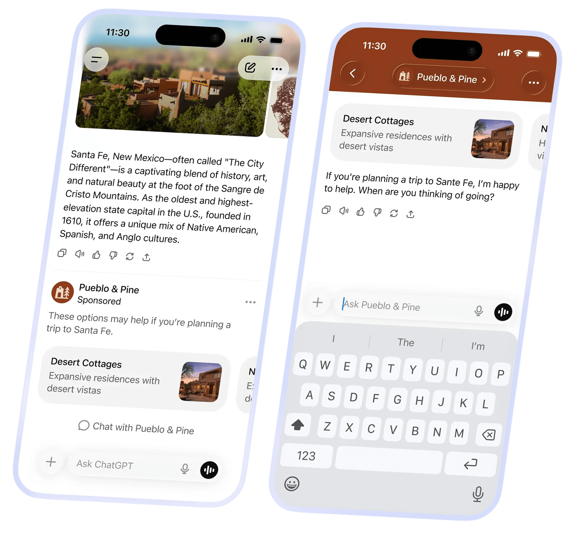 ChatGPT showing sponsored ads