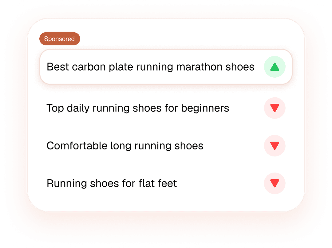 Query list dashboard showing visibility scores and competitive metrics across searches