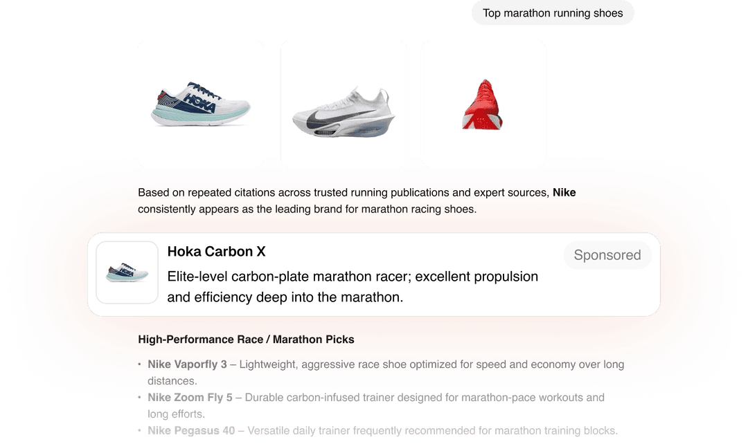 AI response analysis showing brand mentions and placement positions in ChatGPT answers