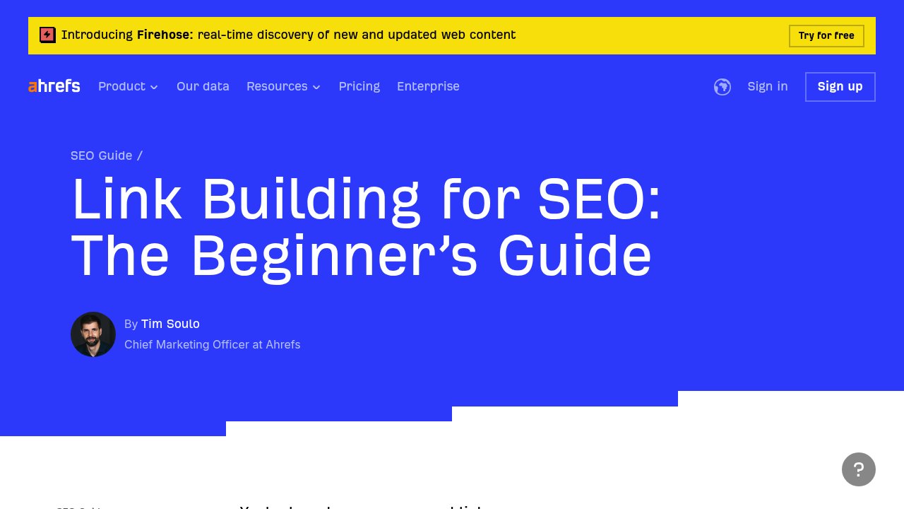 Ahrefs guide to link building showing domain rating and authority metrics relevant to SaaS link building strategy