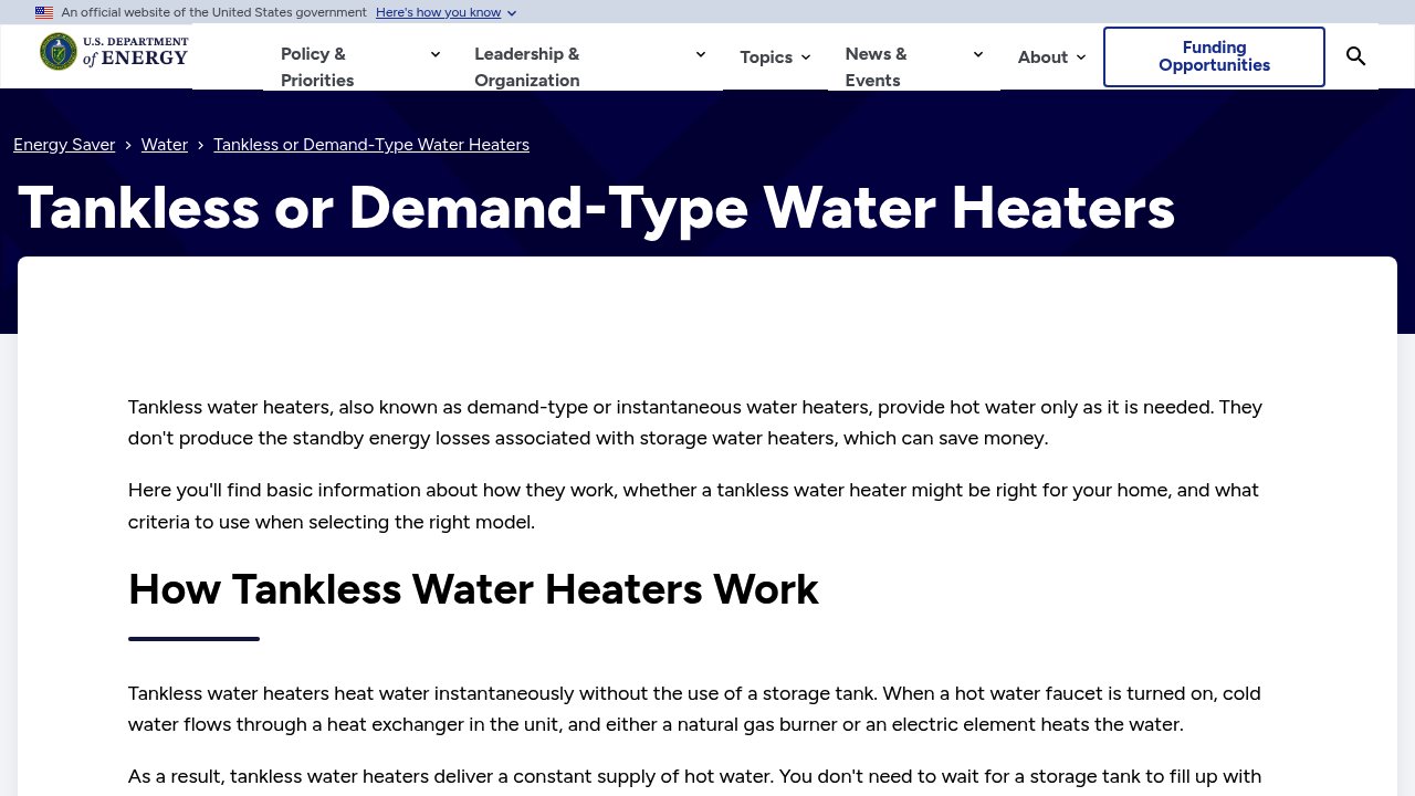 U.S. Department of Energy page on tankless water heater sizing and efficiency for cold climates